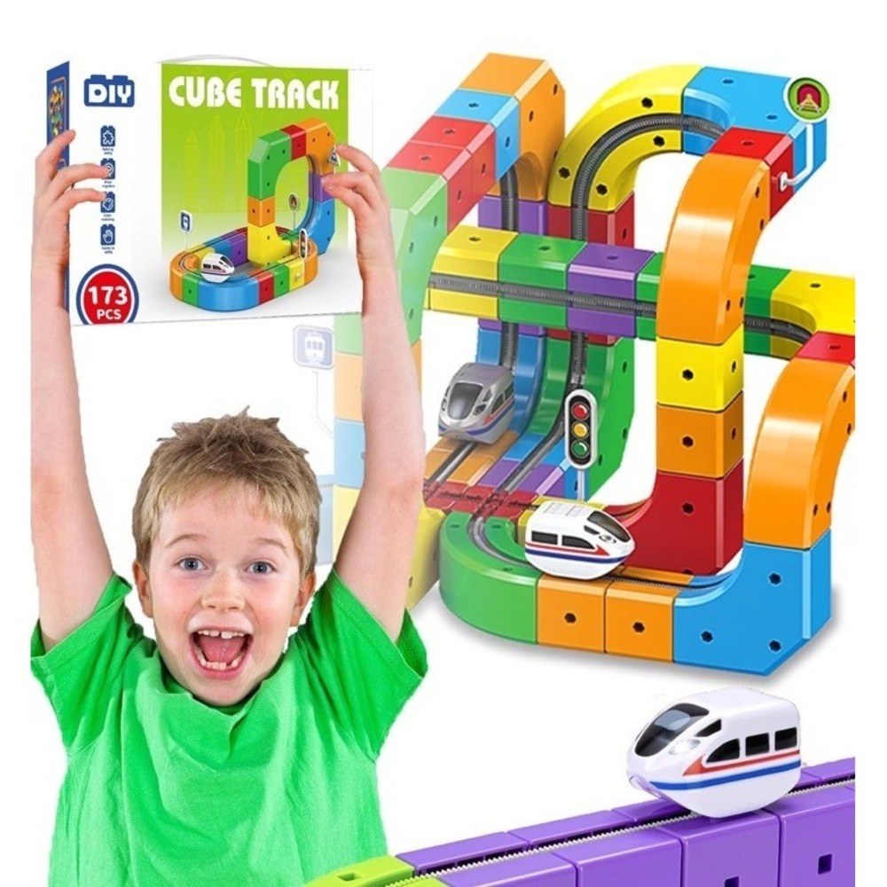 (21) Electric Train Set Flexible Race Track for 3/8 Yrs Open Box (173 Pices )